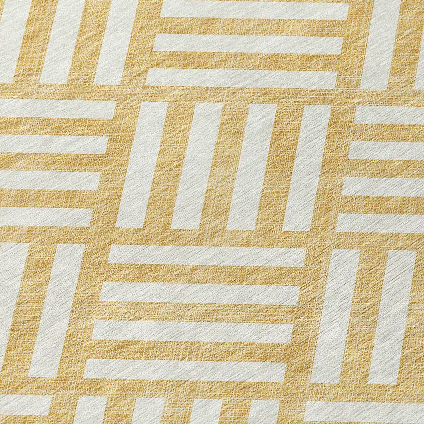 Gold And Ivory Geometric Washable Indoor Outdoor Area Rug Photo 5