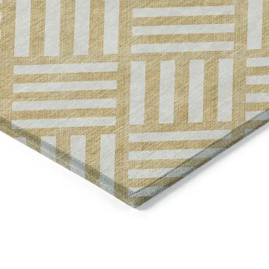 Gold And Ivory Geometric Washable Indoor Outdoor Area Rug Photo 4
