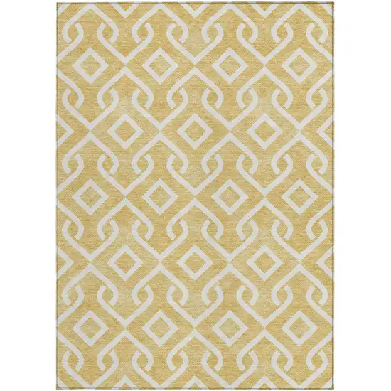 Gold And Ivory Geometric Washable Indoor Outdoor Area Rug Photo 5