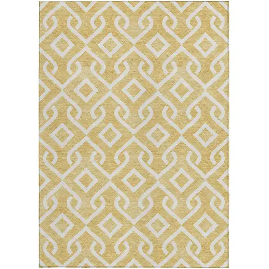 Gold And Ivory Geometric Washable Indoor Outdoor Area Rug Photo 5