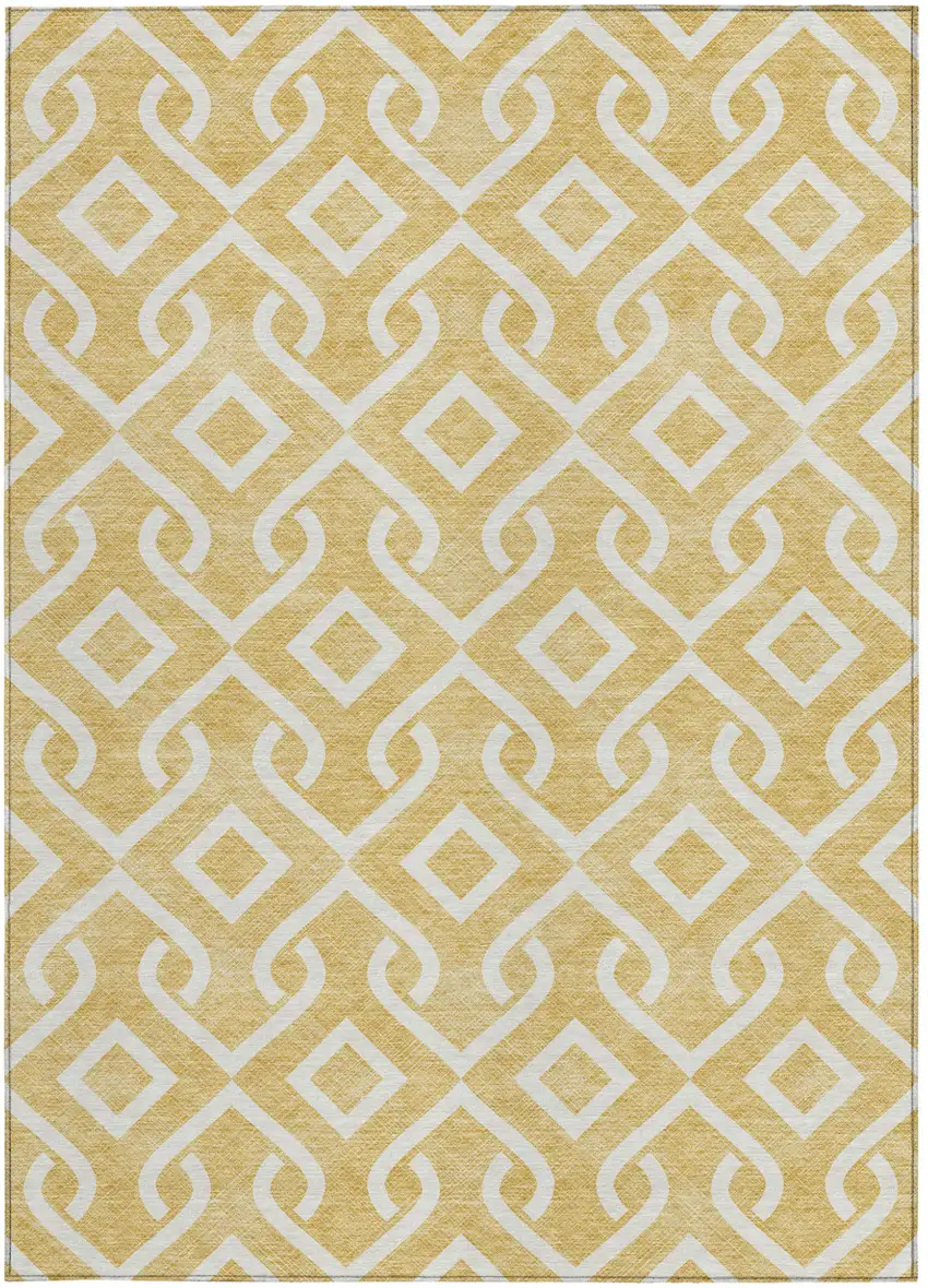 Gold And Ivory Geometric Washable Indoor Outdoor Area Rug Photo 5