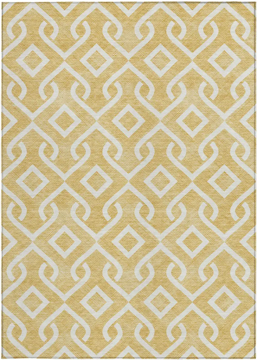 Gold And Ivory Geometric Washable Indoor Outdoor Area Rug Photo 5