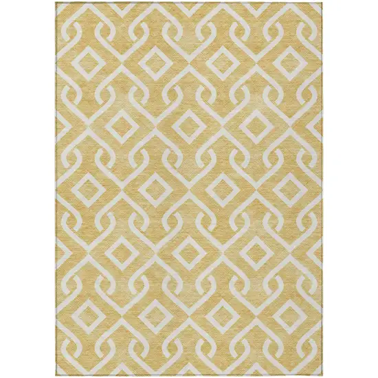 Gold And Ivory Geometric Washable Indoor Outdoor Area Rug Photo 2