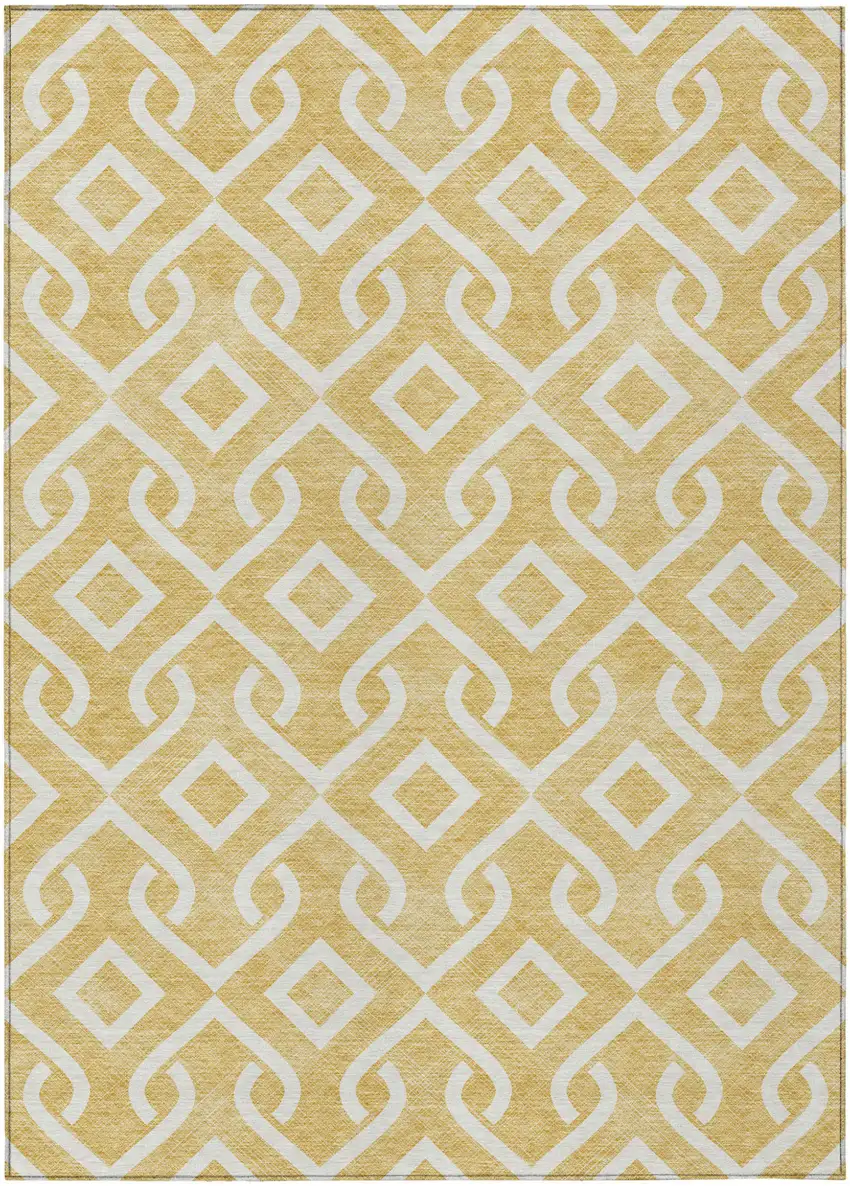 Gold And Ivory Geometric Washable Indoor Outdoor Area Rug Photo 2