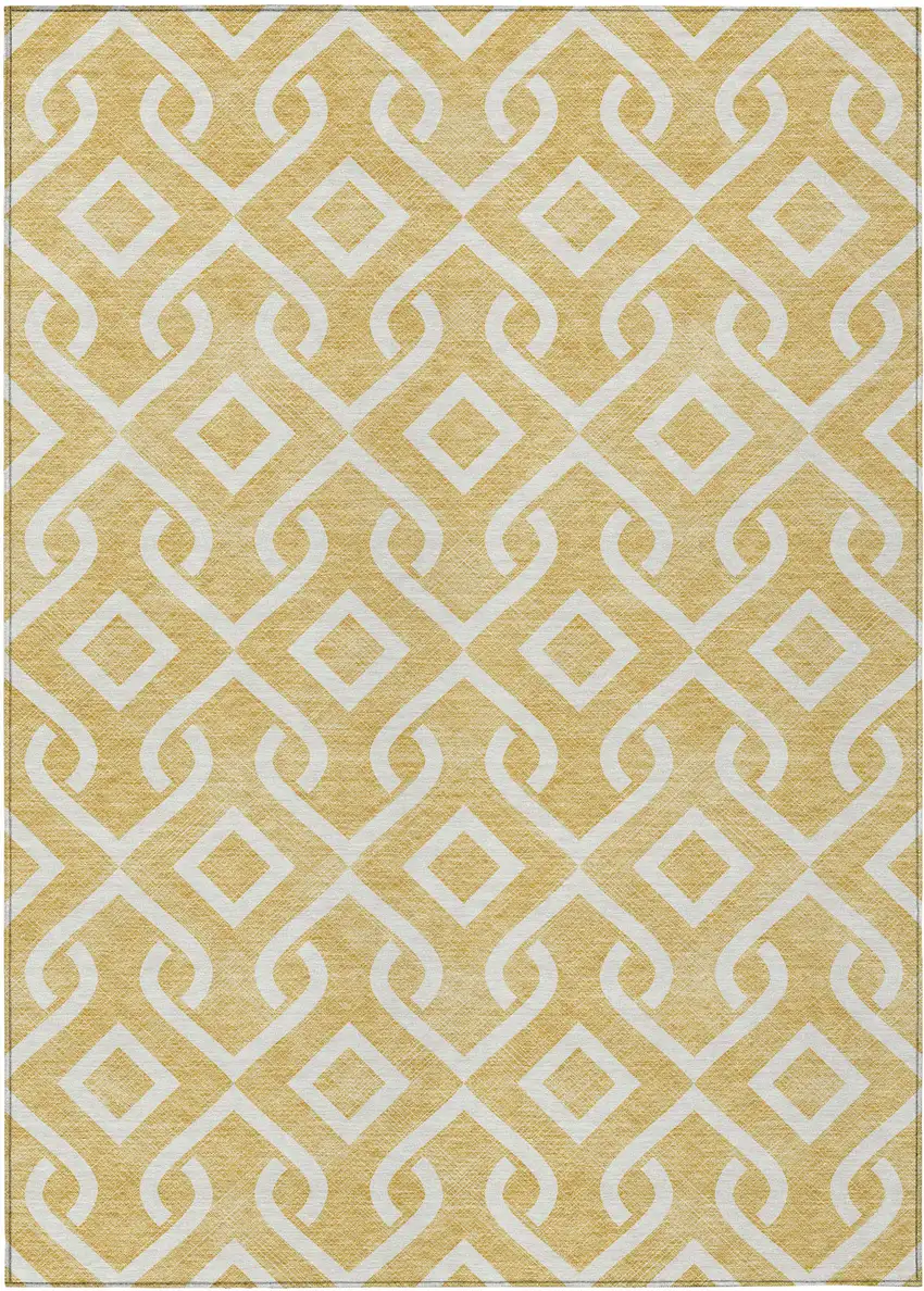 Gold And Ivory Geometric Washable Indoor Outdoor Area Rug Photo 2