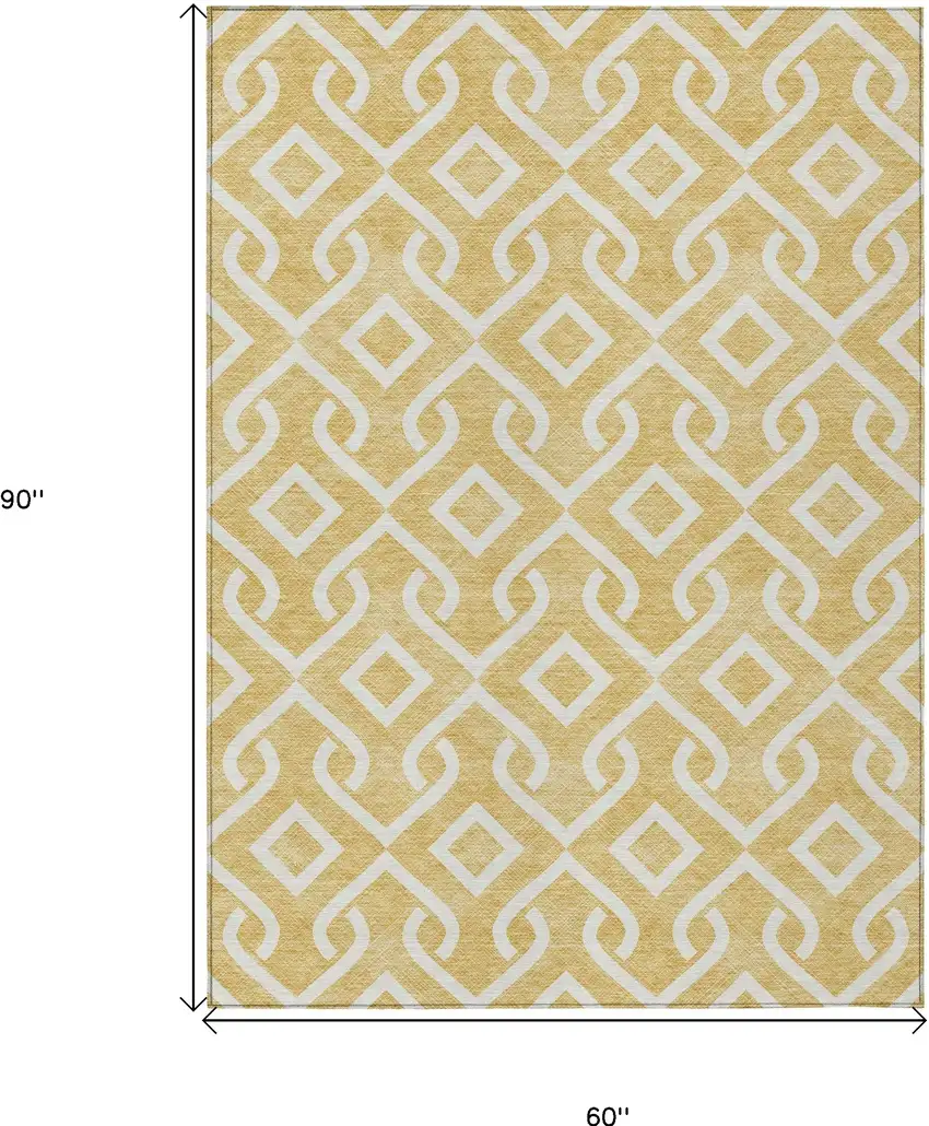 Gold And Ivory Geometric Washable Indoor Outdoor Area Rug Photo 3