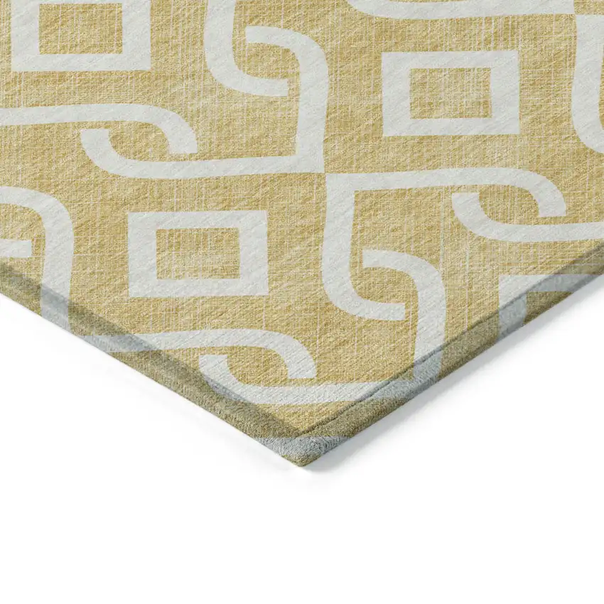 Gold And Ivory Geometric Washable Indoor Outdoor Area Rug Photo 4