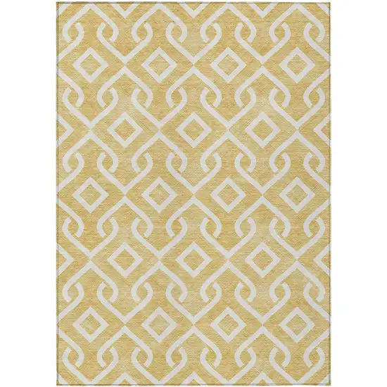 Gold And Ivory Geometric Washable Indoor Outdoor Area Rug Photo 2