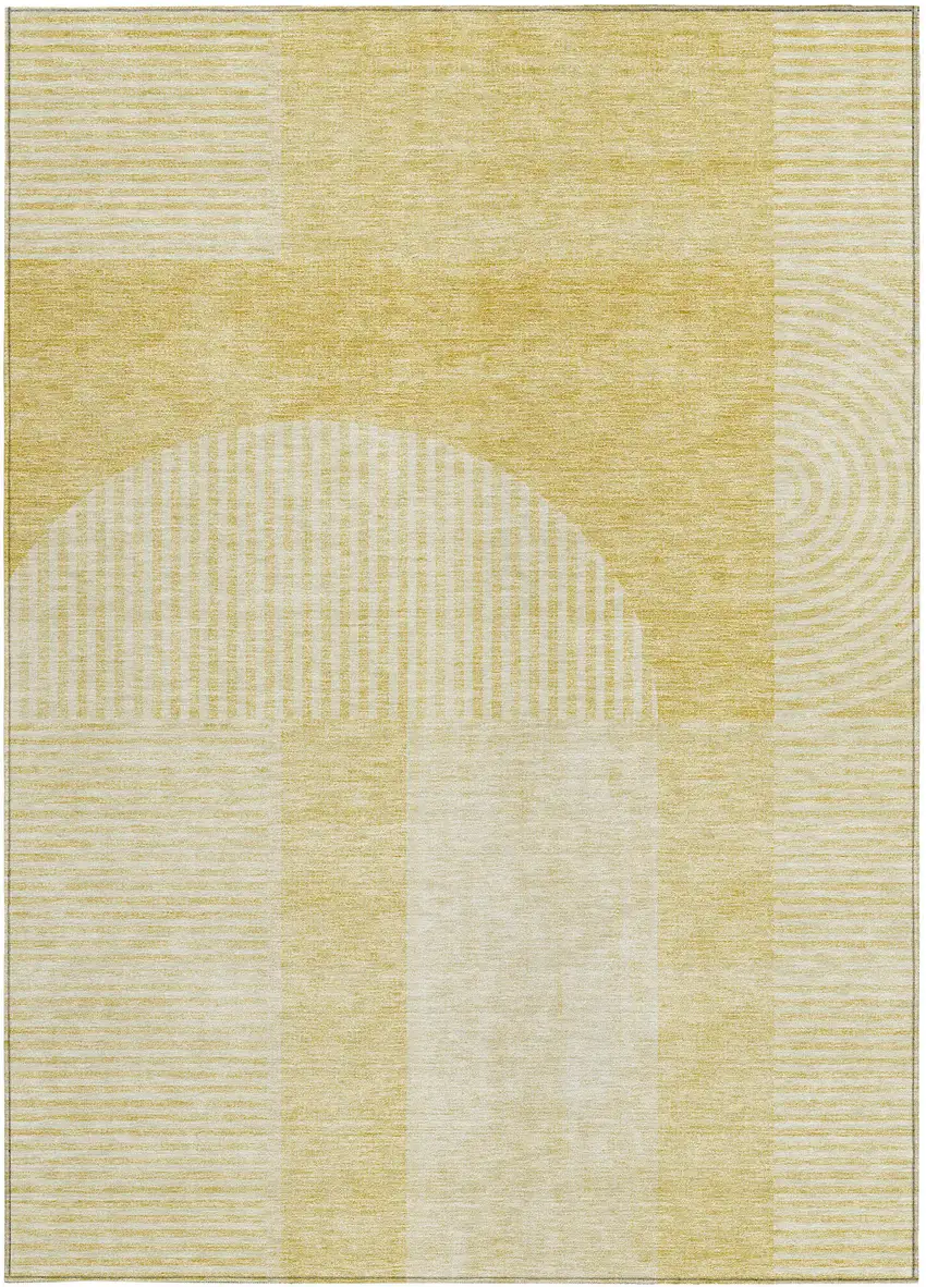 Gold And Ivory Geometric Washable Indoor Outdoor Area Rug Photo 4