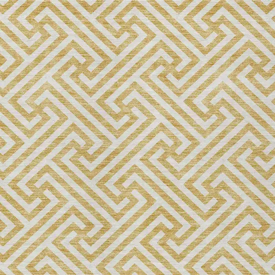 Gold And Ivory Geometric Washable Indoor Outdoor Area Rug Photo 5