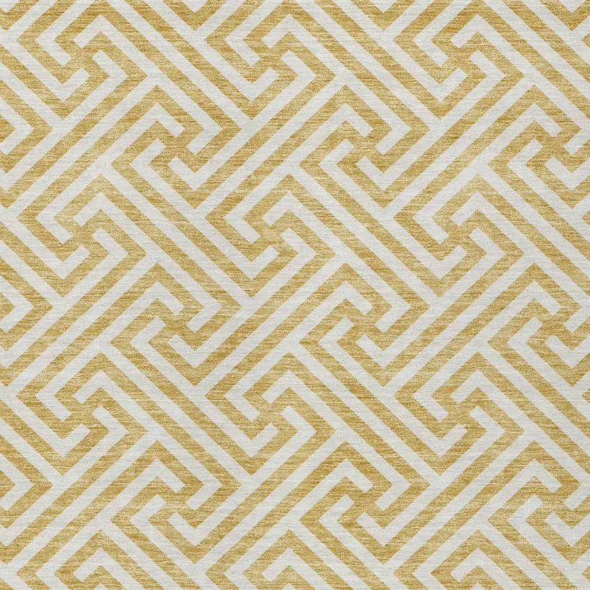 Gold And Ivory Geometric Washable Indoor Outdoor Area Rug Photo 5