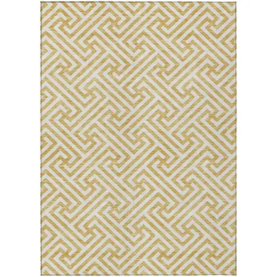 Gold And Ivory Geometric Washable Indoor Outdoor Area Rug Photo 2