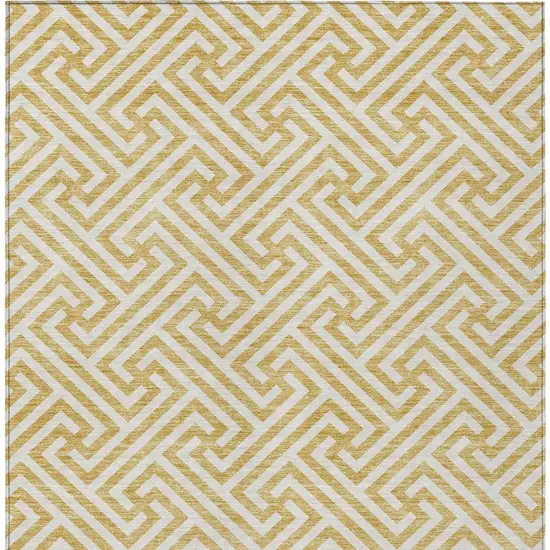 Gold And Ivory Geometric Washable Indoor Outdoor Area Rug Photo 5