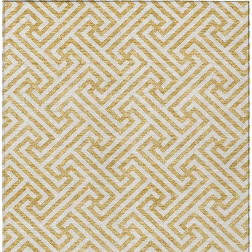 Gold And Ivory Geometric Washable Indoor Outdoor Area Rug Photo 5