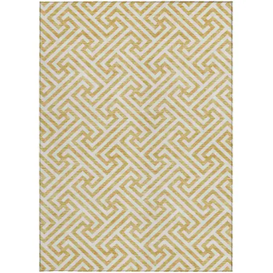 Gold And Ivory Geometric Washable Indoor Outdoor Area Rug Photo 6