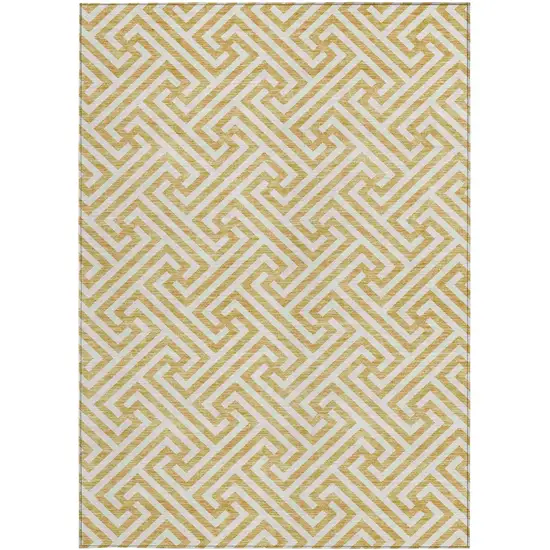 Gold And Ivory Geometric Washable Indoor Outdoor Area Rug Photo 6