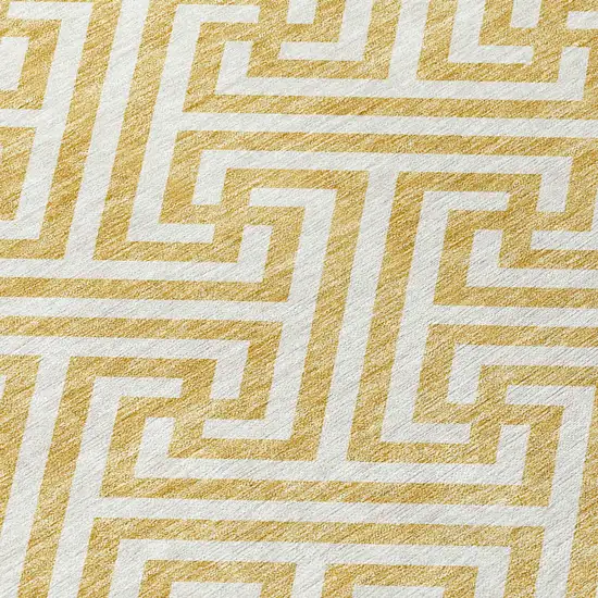Gold And Ivory Geometric Washable Indoor Outdoor Area Rug Photo 4