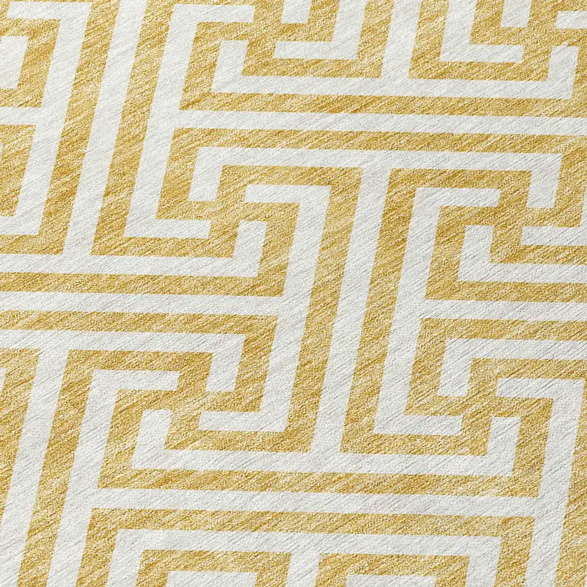 Gold And Ivory Geometric Washable Indoor Outdoor Area Rug Photo 4