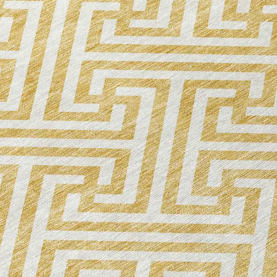 Gold And Ivory Geometric Washable Indoor Outdoor Area Rug Photo 4