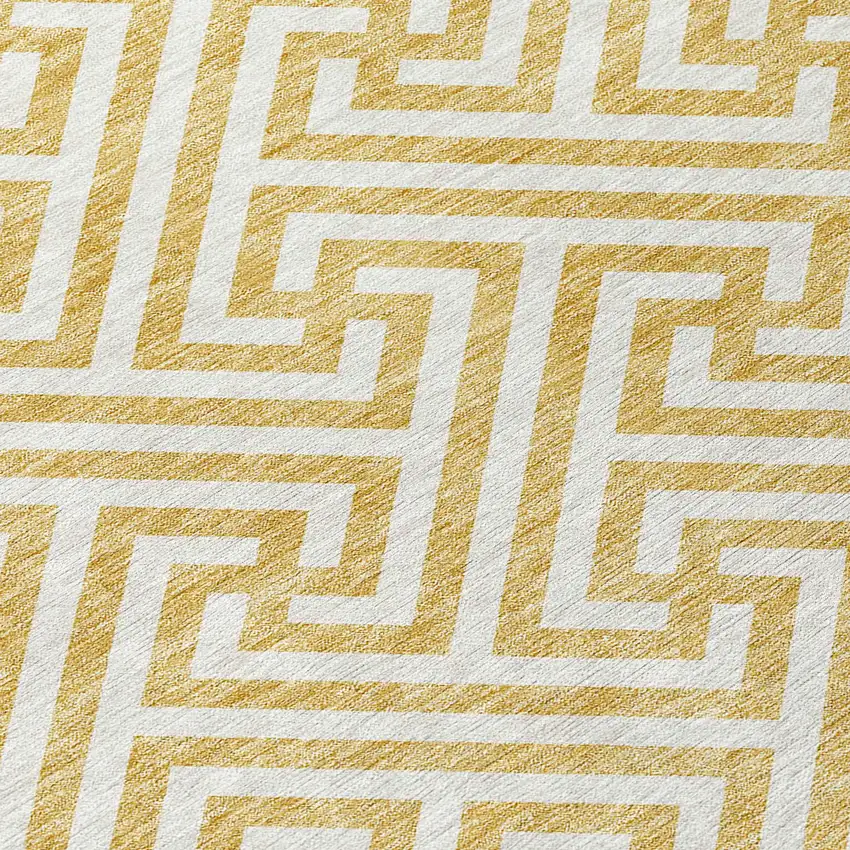 Gold And Ivory Geometric Washable Indoor Outdoor Area Rug Photo 4