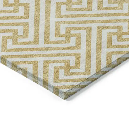 Gold And Ivory Geometric Washable Indoor Outdoor Area Rug Photo 3