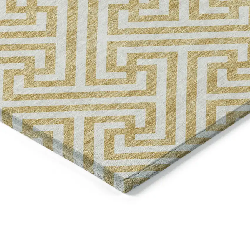 Gold And Ivory Geometric Washable Indoor Outdoor Area Rug Photo 4