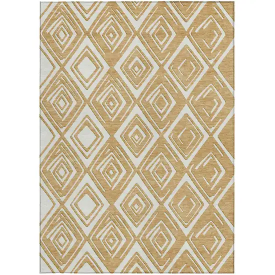 Gold And Ivory Geometric Washable Indoor Outdoor Area Rug Photo 8