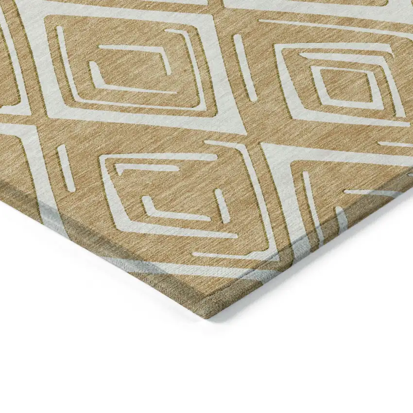 Gold And Ivory Geometric Washable Indoor Outdoor Area Rug Photo 5