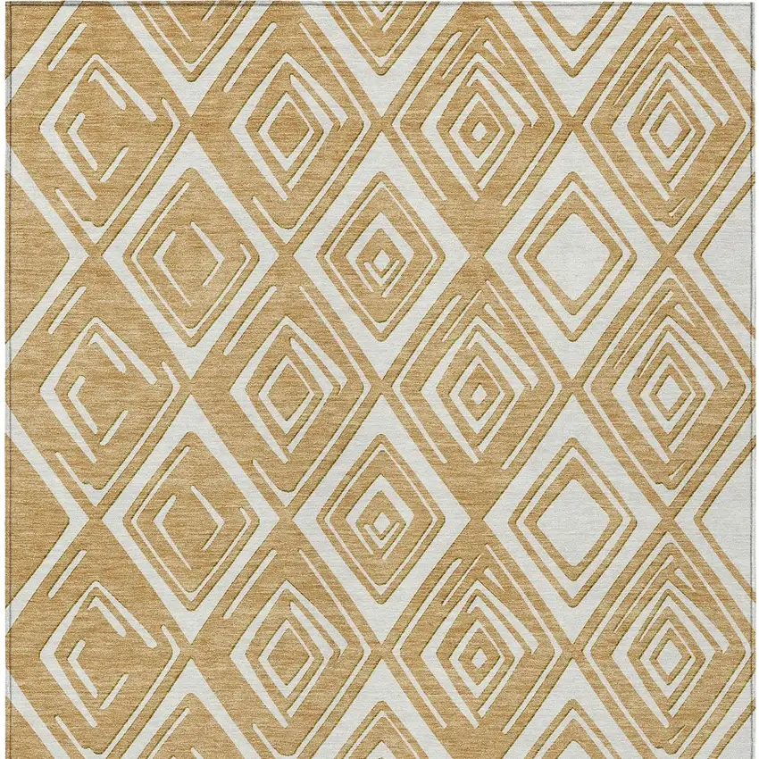 Gold And Ivory Geometric Washable Indoor Outdoor Area Rug Photo 8