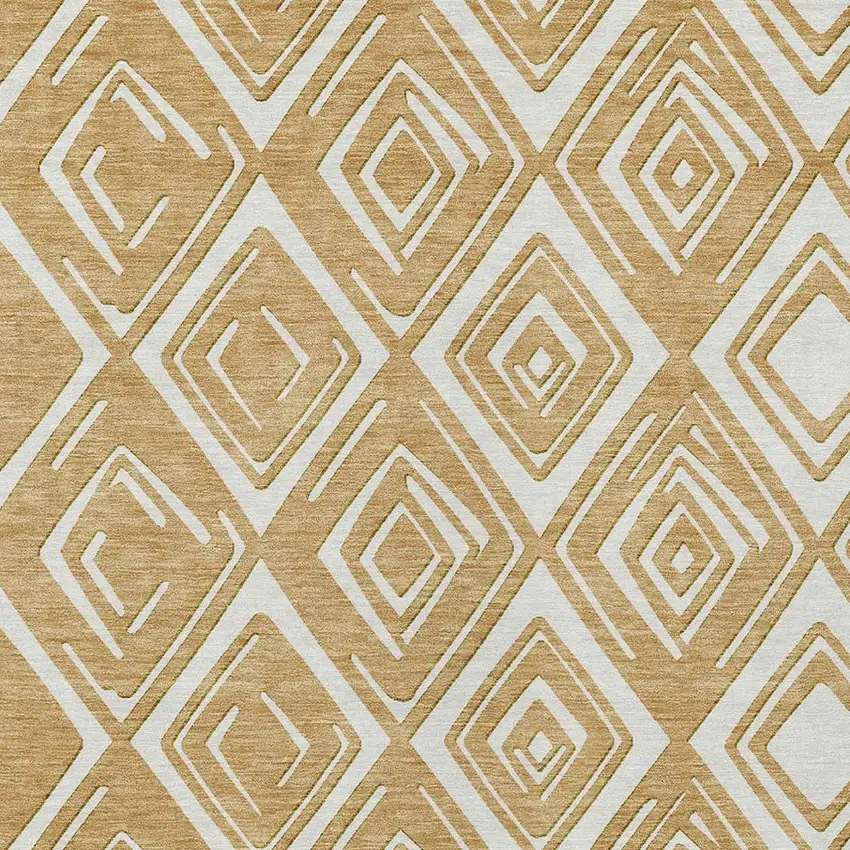 Gold And Ivory Geometric Washable Indoor Outdoor Area Rug Photo 6