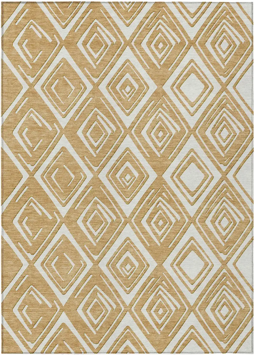 Gold And Ivory Geometric Washable Indoor Outdoor Area Rug Photo 2