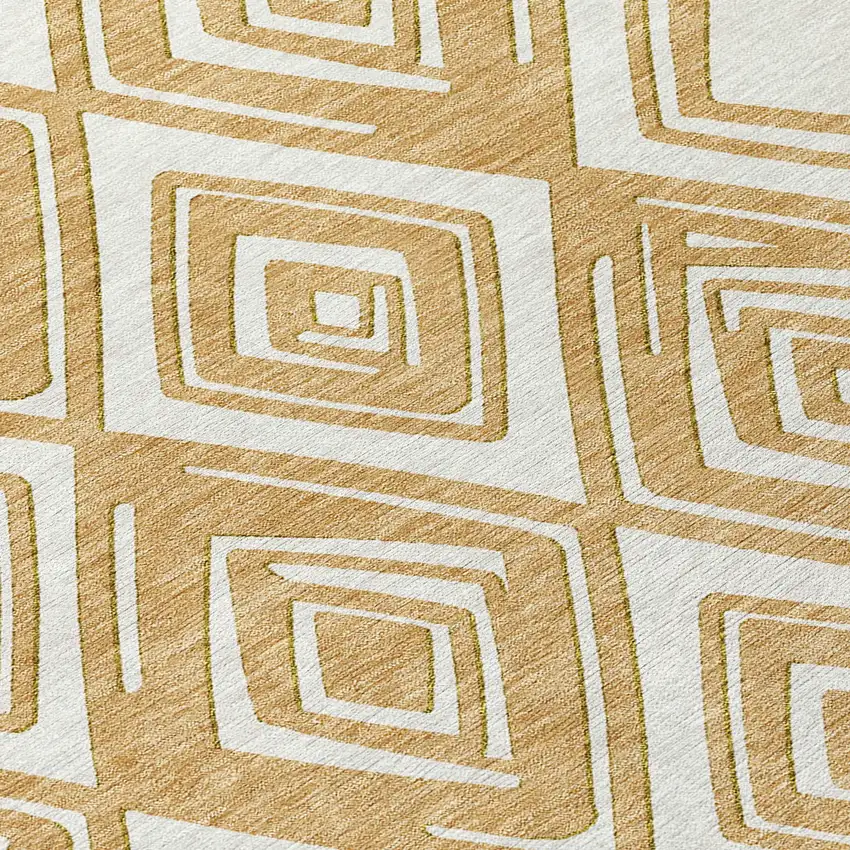 Gold And Ivory Geometric Washable Indoor Outdoor Area Rug Photo 7