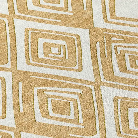 Gold And Ivory Geometric Washable Indoor Outdoor Area Rug Photo 7