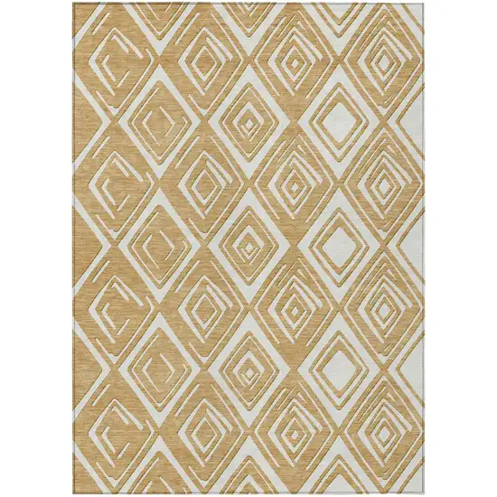 Gold And Ivory Geometric Washable Indoor Outdoor Area Rug Photo 2