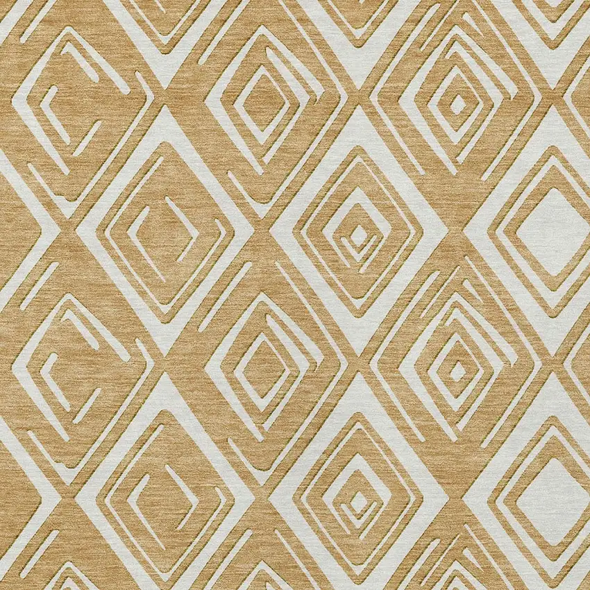 Gold And Ivory Geometric Washable Indoor Outdoor Area Rug Photo 6