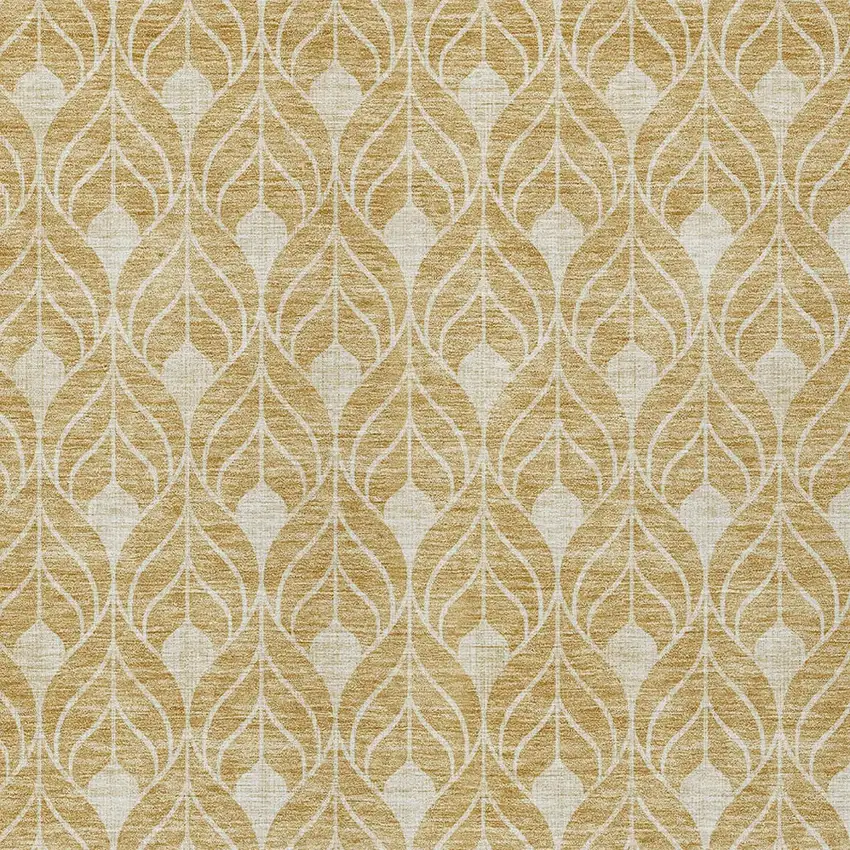 Gold And Ivory Geometric Washable Indoor Outdoor Area Rug Photo 5