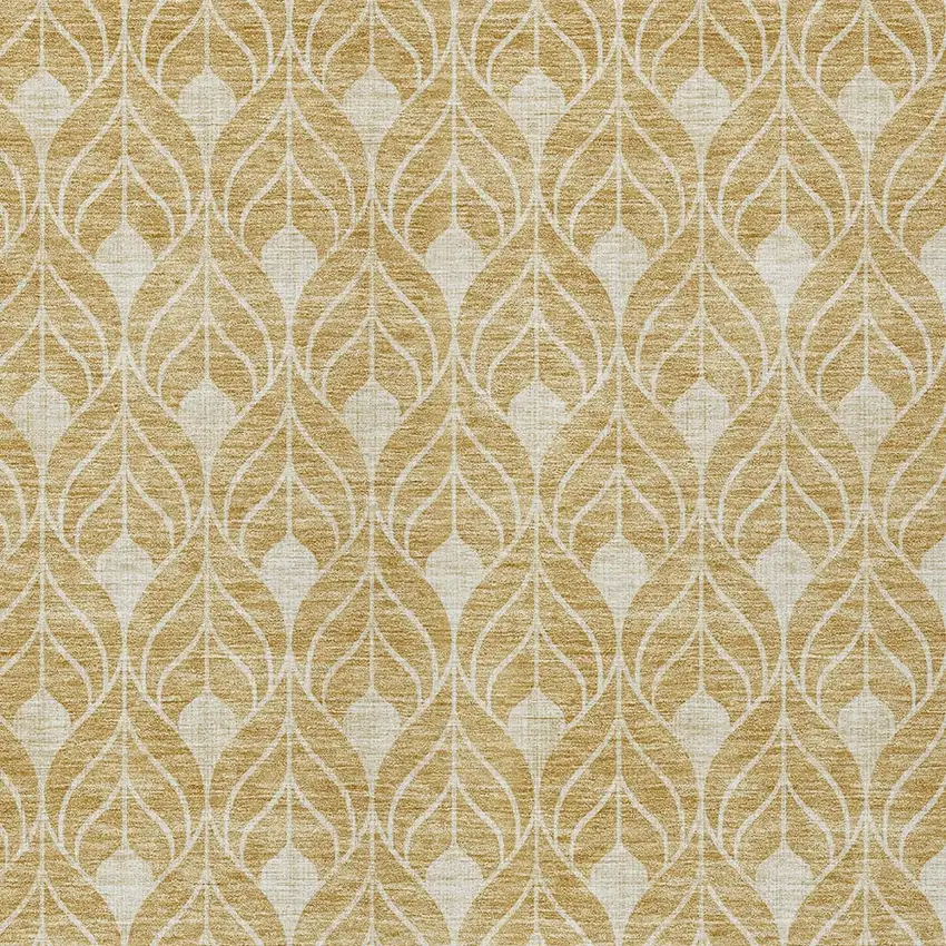 Gold And Ivory Geometric Washable Indoor Outdoor Area Rug Photo 5