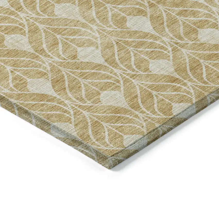 Gold And Ivory Geometric Washable Indoor Outdoor Area Rug Photo 4