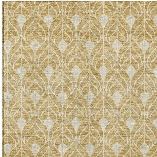 Gold And Ivory Geometric Washable Indoor Outdoor Area Rug Photo 5