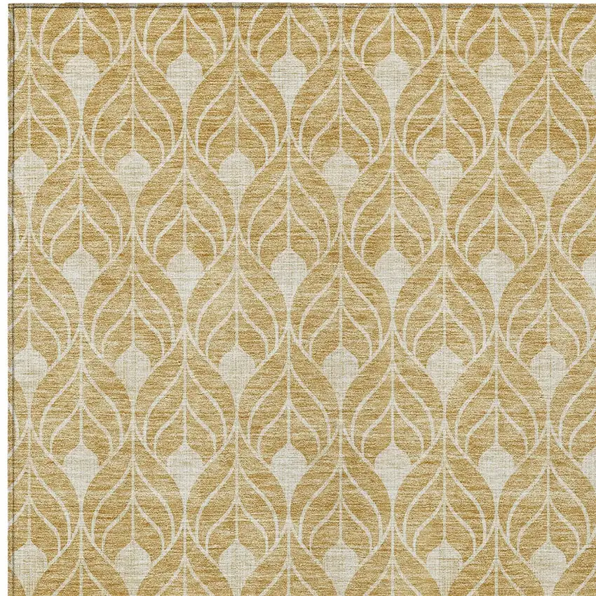 Gold And Ivory Geometric Washable Indoor Outdoor Area Rug Photo 5