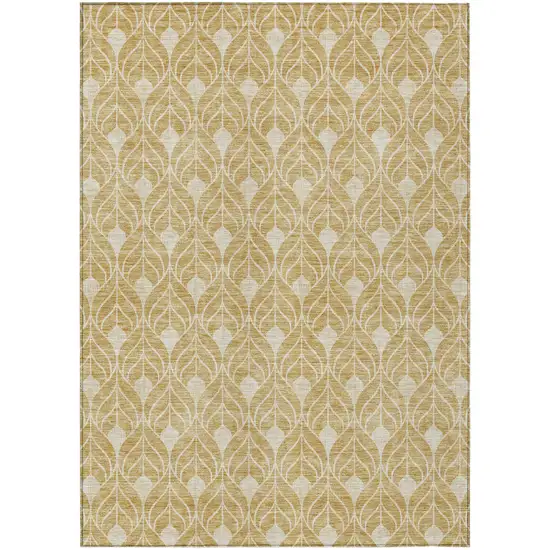 Gold And Ivory Geometric Washable Indoor Outdoor Area Rug Photo 2
