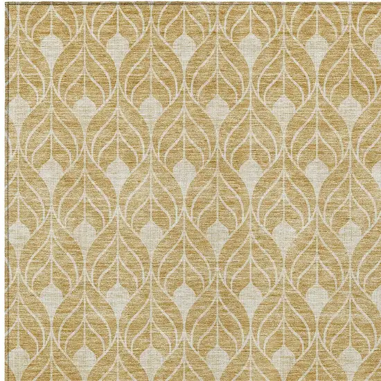 Gold And Ivory Geometric Washable Indoor Outdoor Area Rug Photo 5
