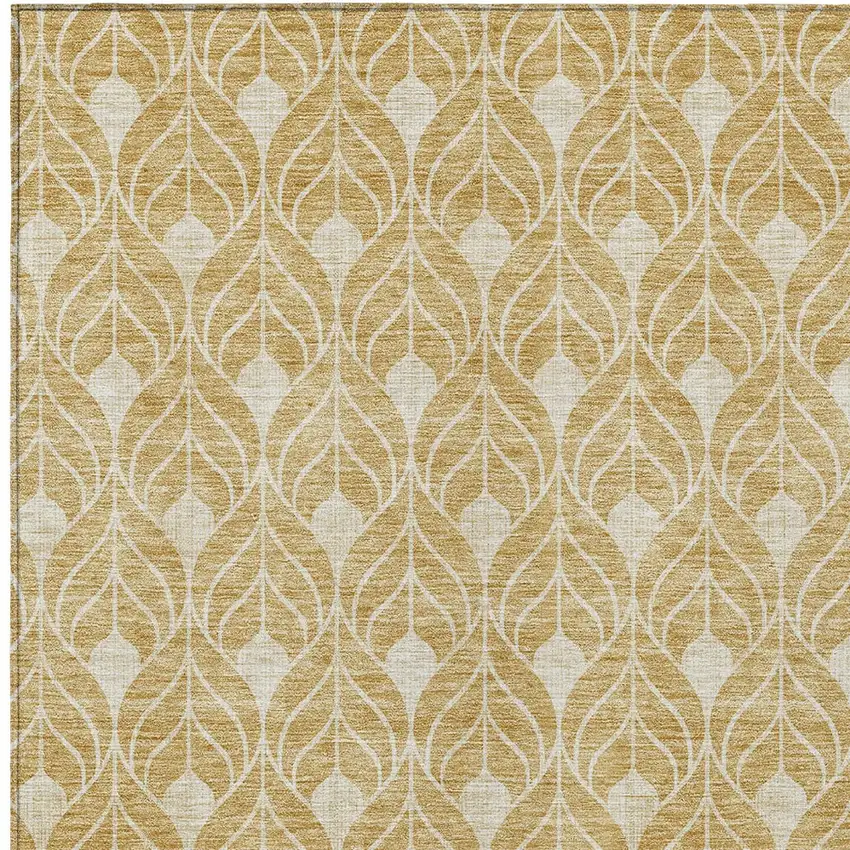 Gold And Ivory Geometric Washable Indoor Outdoor Area Rug Photo 5