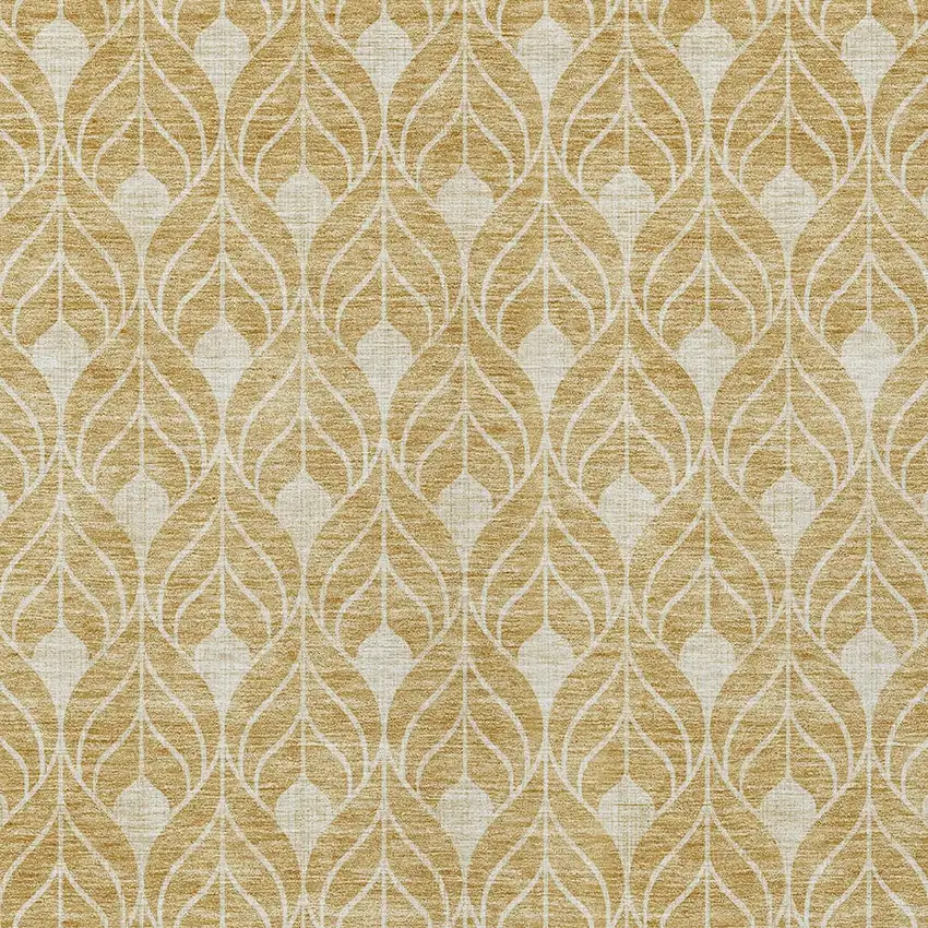 Gold And Ivory Geometric Washable Indoor Outdoor Area Rug Photo 5