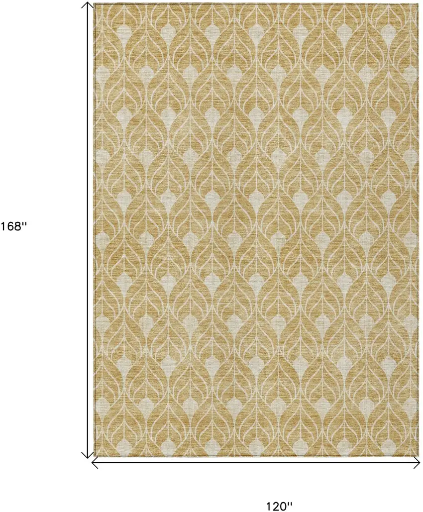 Gold And Ivory Geometric Washable Indoor Outdoor Area Rug Photo 3