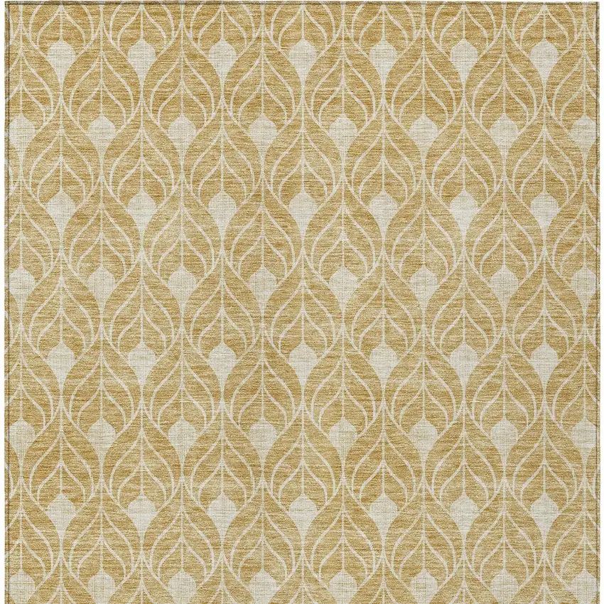 Gold And Ivory Geometric Washable Indoor Outdoor Area Rug Photo 6