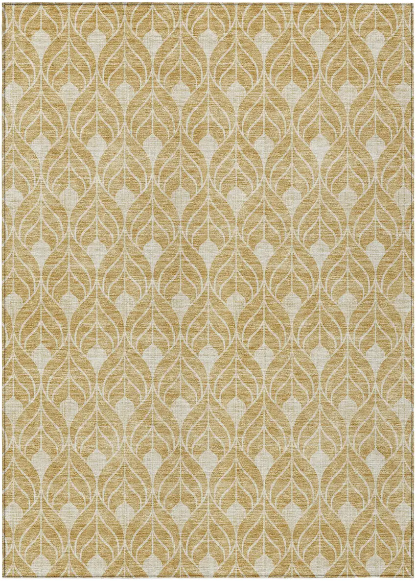 Gold And Ivory Geometric Washable Indoor Outdoor Area Rug Photo 2