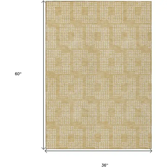Gold And Ivory Geometric Washable Indoor Outdoor Area Rug Photo 3