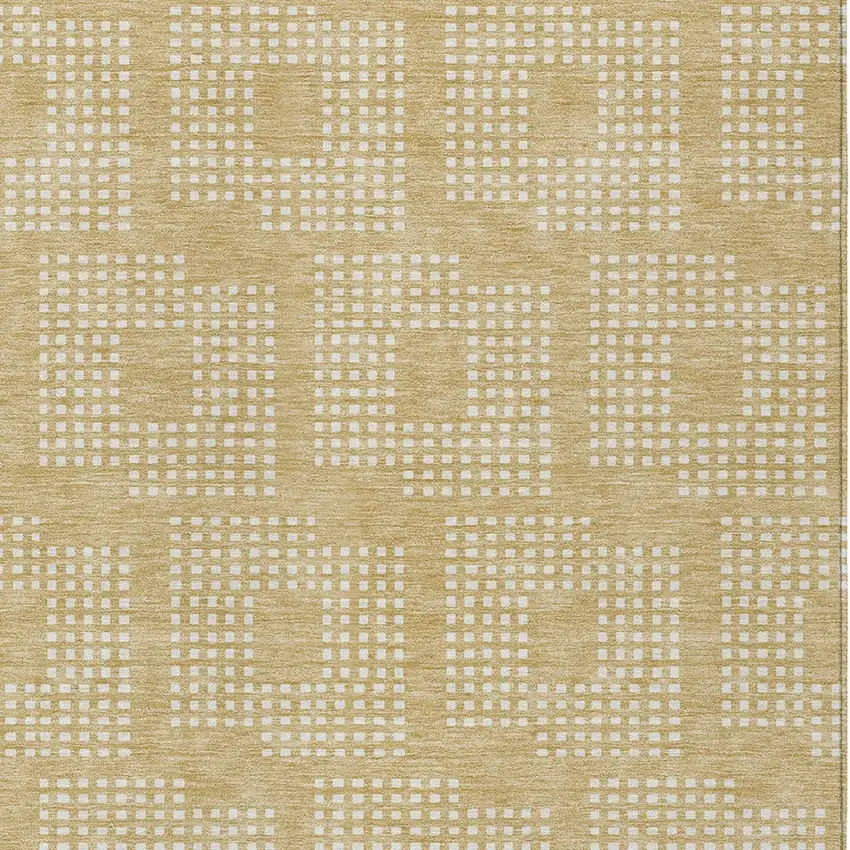 Gold And Ivory Geometric Washable Indoor Outdoor Area Rug Photo 6