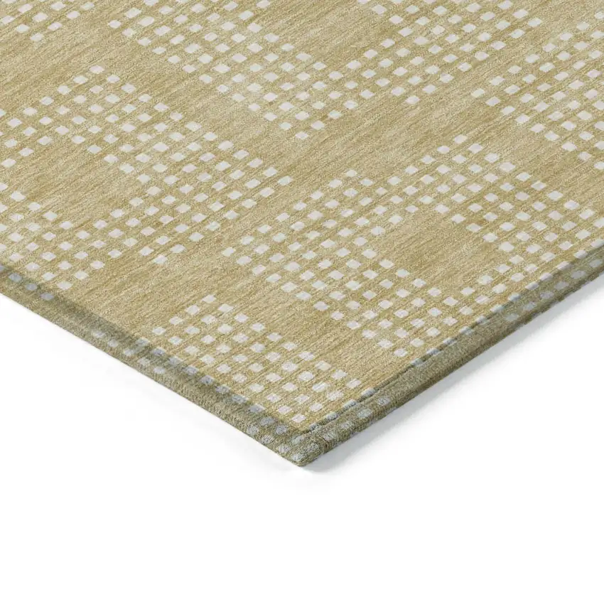 Gold And Ivory Geometric Washable Indoor Outdoor Area Rug Photo 4